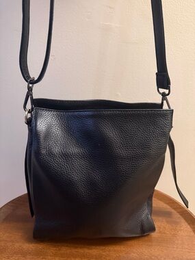 Classic Black Pebbled Leather Crossbody Bag